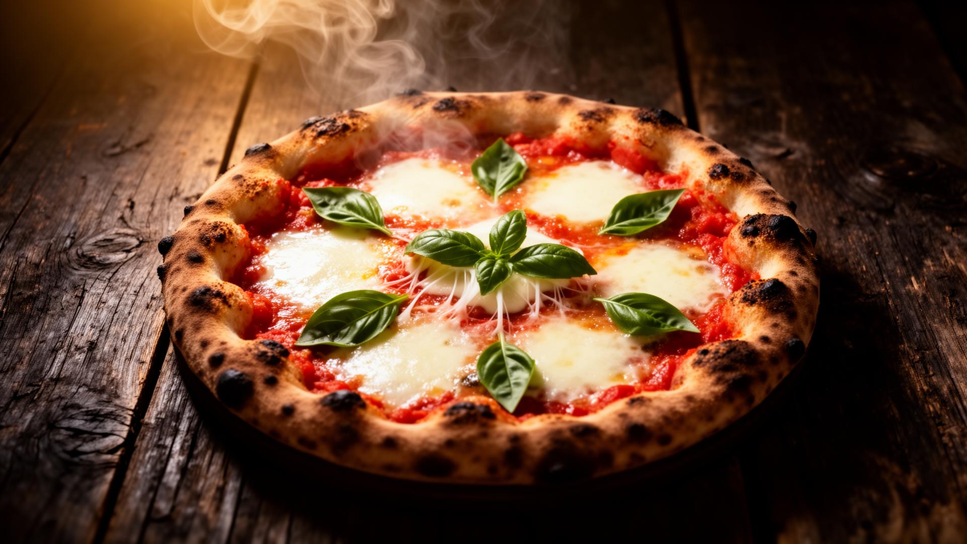 Frisch gebackene Pizza Margherita