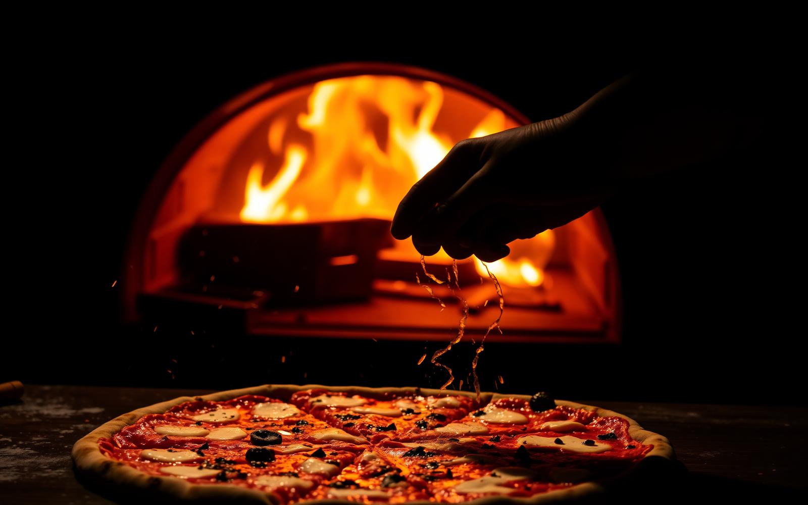 Frisch gebackene Pizza
